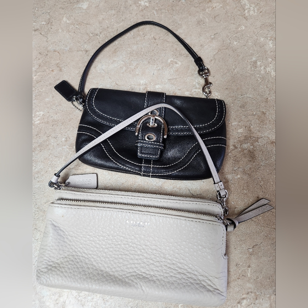 Cream leather Coach handbags small